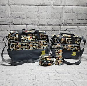 Baby Diaper Bag Set 4 Pc Organizing Blue Polka Dot Tote Changing Supply Giraffe